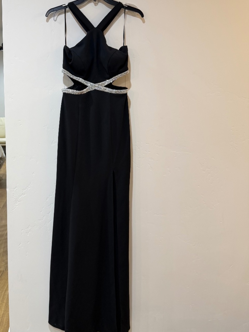 Rue De LA Paix Embellished Cutout Gown Long Maxi Black Dress Women's Size 4